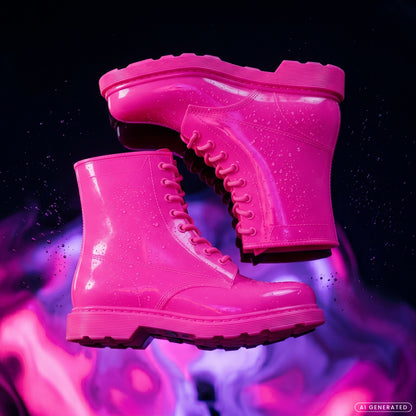 Space Walkers Gummistiefel Damen in Electric Pink – wasserdichte Regenstiefel