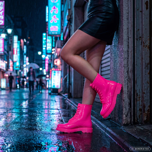Space Walkers Gummistiefel Damen in Electric Pink – wasserdichte Regenstiefel